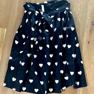 Talbots Black Midi Skirt with White Heart Pattern